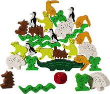 Picture shows wooden animals stack upon one another